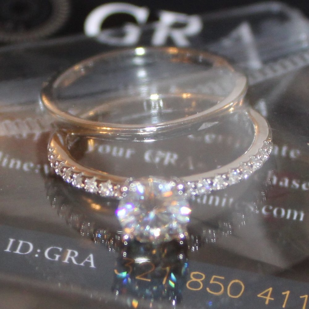 1 Carat Moissanite Engagement Wedding Band Ring Set 925 Sterling Silver Size 8